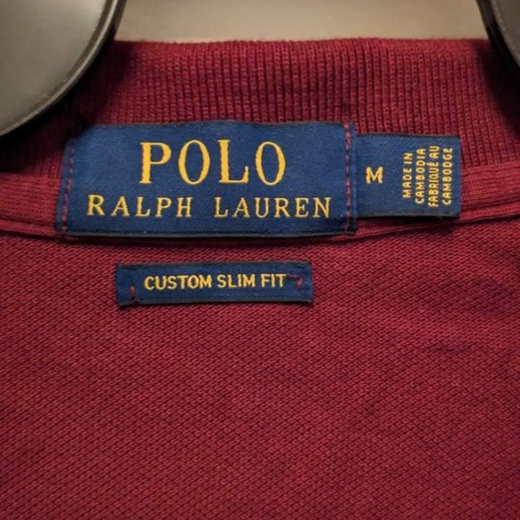 Ralph Lauren Custom Slim Fit Maroon Long Sleeve Polo - Picture 6 of 8